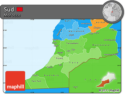 Political Shades Simple Map of Sud
