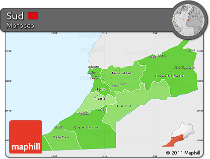 Political Shades Simple Map of Sud, single color outside