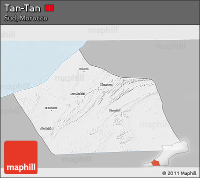 Gray 3D Map of Tan-Tan, single color outside
