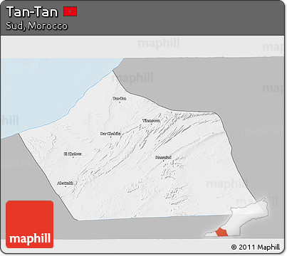 Gray 3D Map of Tan-Tan, single color outside