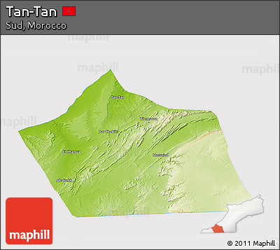 Physical 3D Map of Tan-Tan, cropped outside