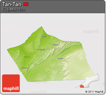 Physical 3D Map of Tan-Tan, cropped outside