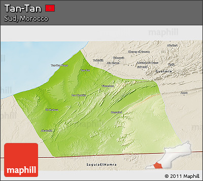 Physical 3D Map of Tan-Tan, shaded relief outside