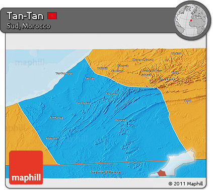 Political 3D Map of Tan-Tan