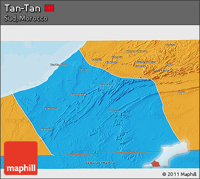 Political 3D Map of Tan-Tan