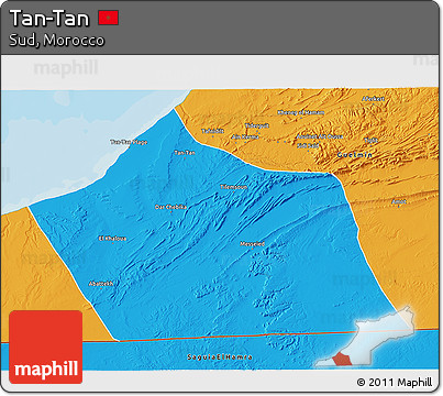 Political 3D Map of Tan-Tan