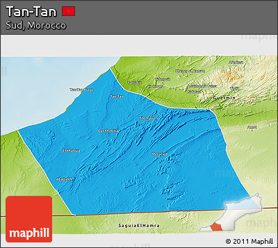 Political 3D Map of Tan-Tan, physical outside