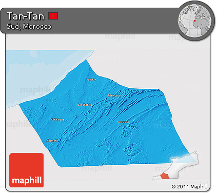 Political 3D Map of Tan-Tan, single color outside