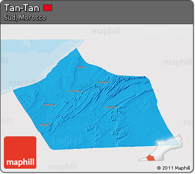 Political 3D Map of Tan-Tan, single color outside