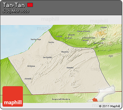 Shaded Relief 3D Map of Tan-Tan, physical outside