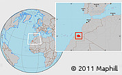 Gray Location Map of Tan-Tan, within the entire country