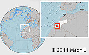 Gray Location Map of Tan-Tan, highlighted parent region, within the entire country, hill shading
