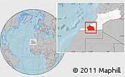 Gray Location Map of Tan-Tan, highlighted parent region, hill shading