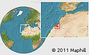 Satellite Location Map of Tan-Tan, within the entire country