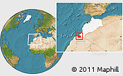 Satellite Location Map of Tan-Tan, highlighted country, within the entire country
