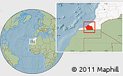 Savanna Style Location Map of Tan-Tan, highlighted country, hill shading