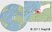 Savanna Style Location Map of Tan-Tan, highlighted parent region, hill shading