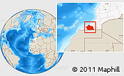 Shaded Relief Location Map of Tan-Tan, highlighted country