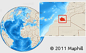 Shaded Relief Location Map of Tan-Tan