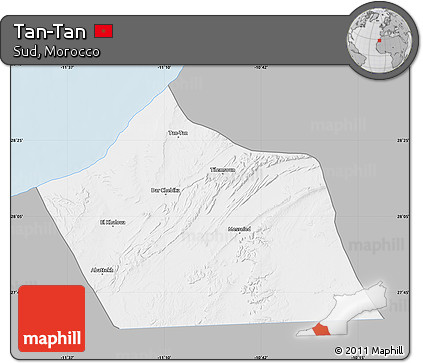 Gray Map of Tan-Tan, single color outside