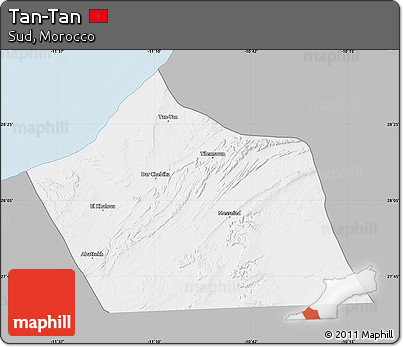 Gray Map of Tan-Tan, single color outside