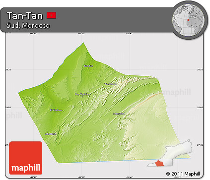 Physical Map of Tan-Tan, cropped outside