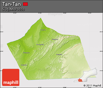 Physical Map of Tan-Tan, cropped outside