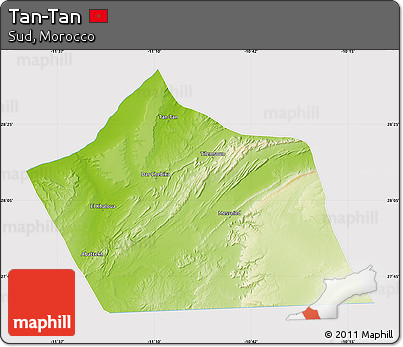 Physical Map of Tan-Tan, cropped outside