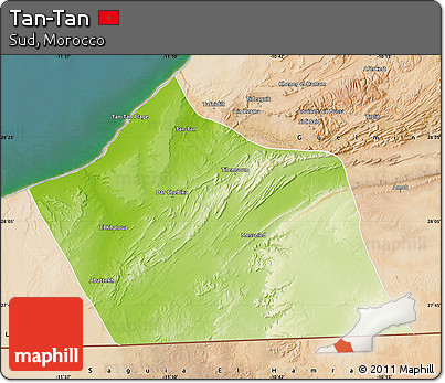Physical Map of Tan-Tan, satellite outside