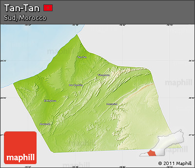 Physical Map of Tan-Tan, single color outside