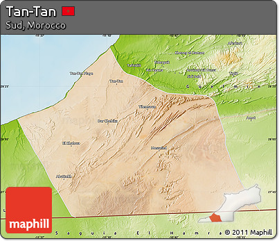 Satellite Map of Tan-Tan, physical outside
