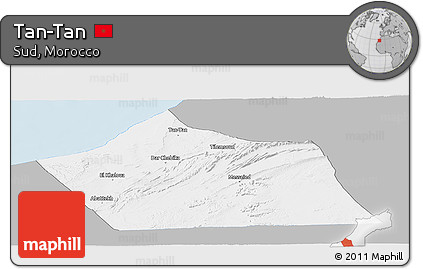 Gray Panoramic Map of Tan-Tan, single color outside