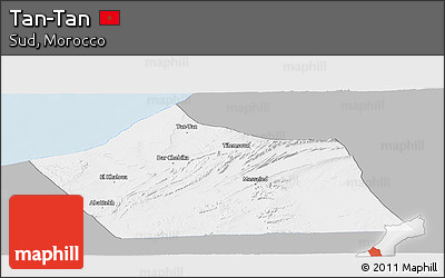 Gray Panoramic Map of Tan-Tan, single color outside