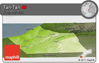 Physical Panoramic Map of Tan-Tan, darken