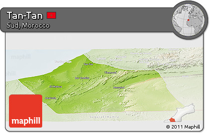 Physical Panoramic Map of Tan-Tan, lighten