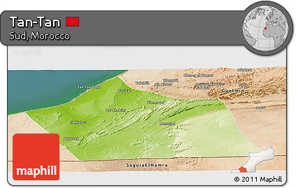 Physical Panoramic Map of Tan-Tan, satellite outside