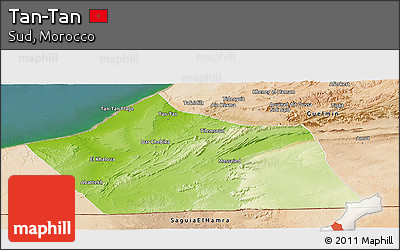 Physical Panoramic Map of Tan-Tan, satellite outside