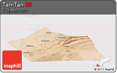 Satellite Panoramic Map of Tan-Tan, cropped outside