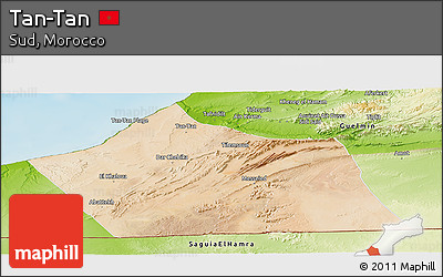 Satellite Panoramic Map of Tan-Tan, physical outside