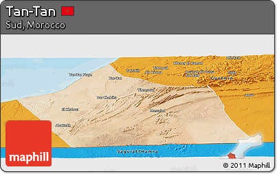 Satellite Panoramic Map of Tan-Tan, political outside