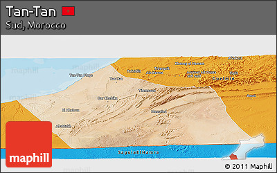 Satellite Panoramic Map of Tan-Tan, political outside