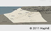 Shaded Relief Panoramic Map of Tan-Tan, darken