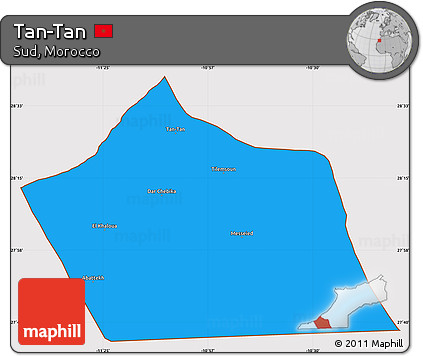 Political Simple Map of Tan-Tan, cropped outside