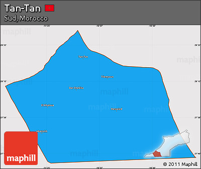 Political Simple Map of Tan-Tan, cropped outside