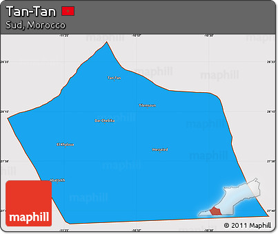 Political Simple Map of Tan-Tan, cropped outside