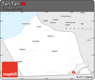 Silver Style Simple Map of Tan-Tan