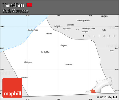 Silver Style Simple Map of Tan-Tan