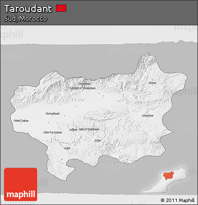 Gray 3D Map of Taroudant, single color outside