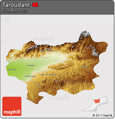 Physical 3D Map of Taroudant, cropped outside