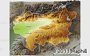 Physical 3D Map of Taroudant, darken, semi-desaturated